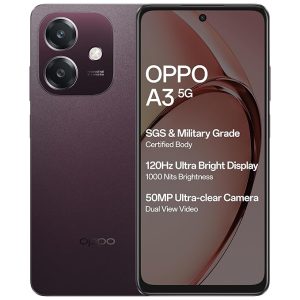 OPPO A3 5G (Nebula Red, 6GB RAM, 128GB Storage) - Certified Refurbished | Military-Grade Durability | 120Hz Ultra Bright Display
